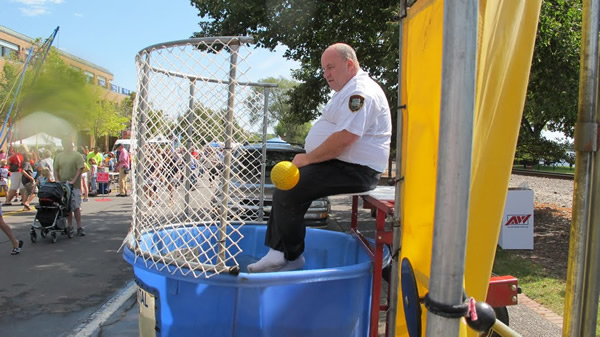 Fire Chief getting dunked.
